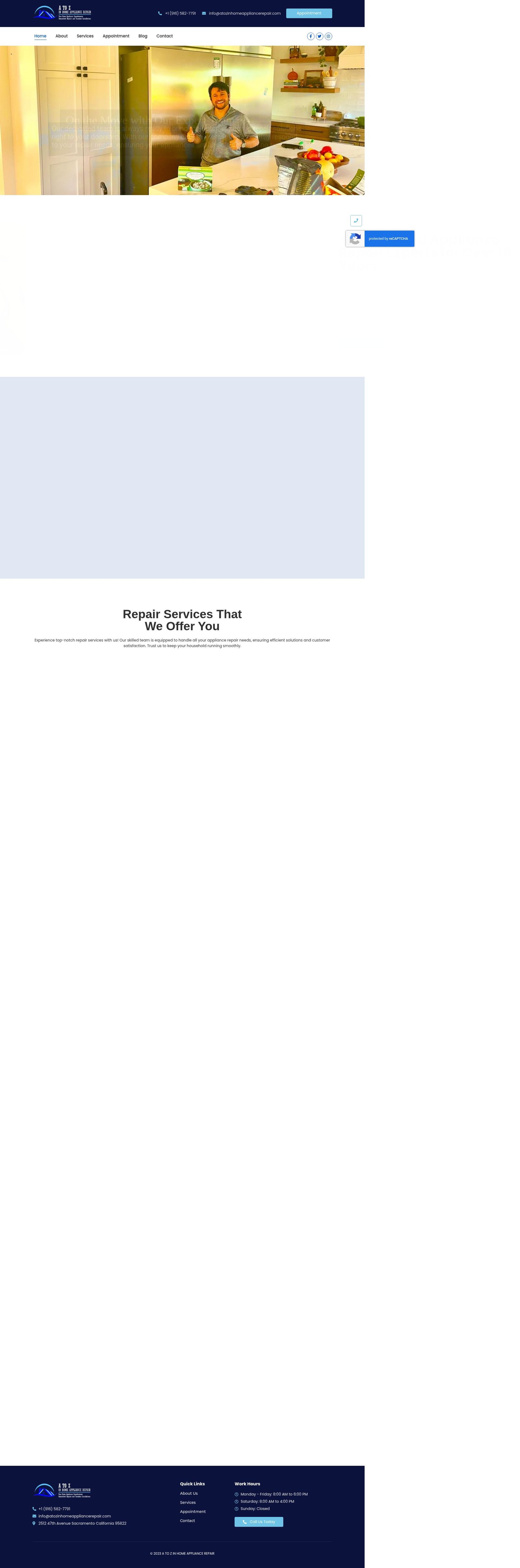 AtoZ Appliances Repair Website Case Study