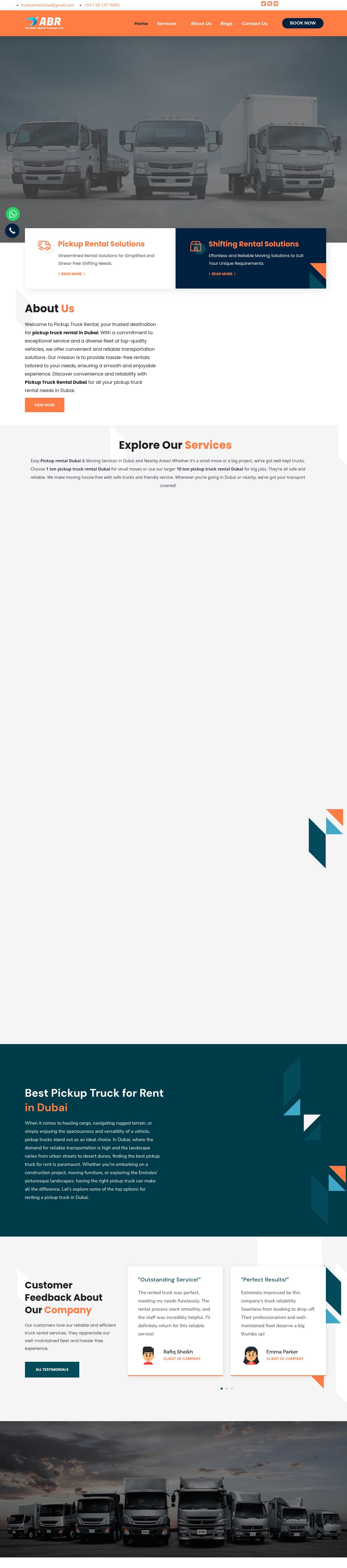Pickup Truck Rental Dubai Website Case Study